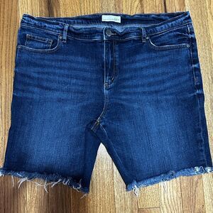 Loft Denim Jean Shorts Stretch Raw Hem High Rise Womens Size 14 35”x7”